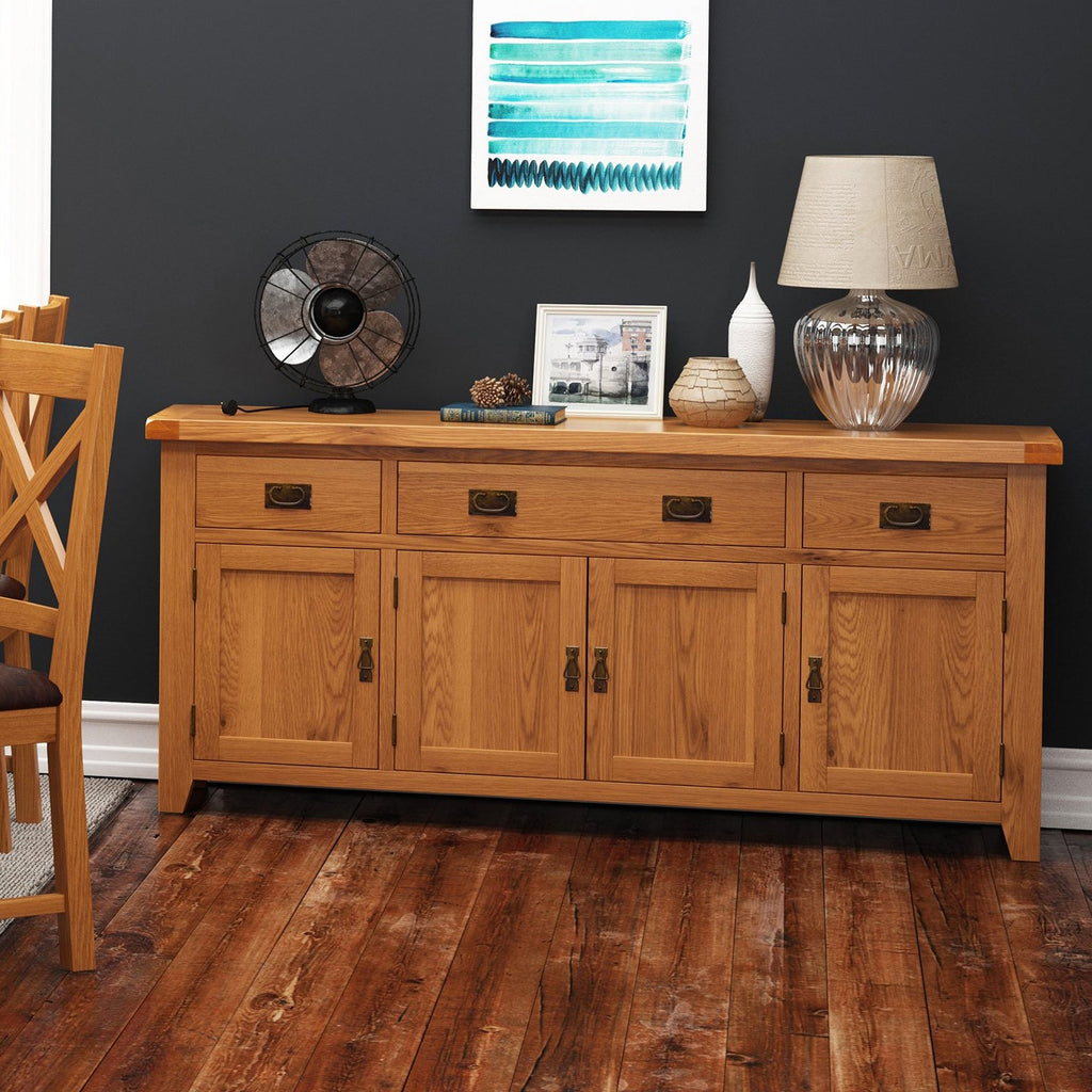 Cambridge Oak 4 Door 3 Drawer Sideboard