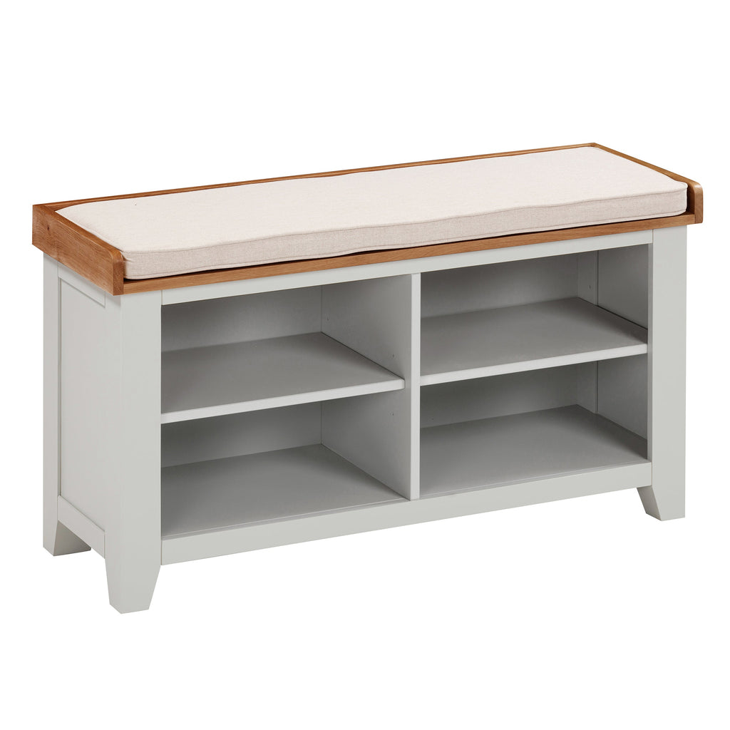 Cambridge Grey Painted Oak Open Shoe Storage Bench