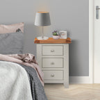 Cambridge Grey Painted Oak 3 Drawer Bedside