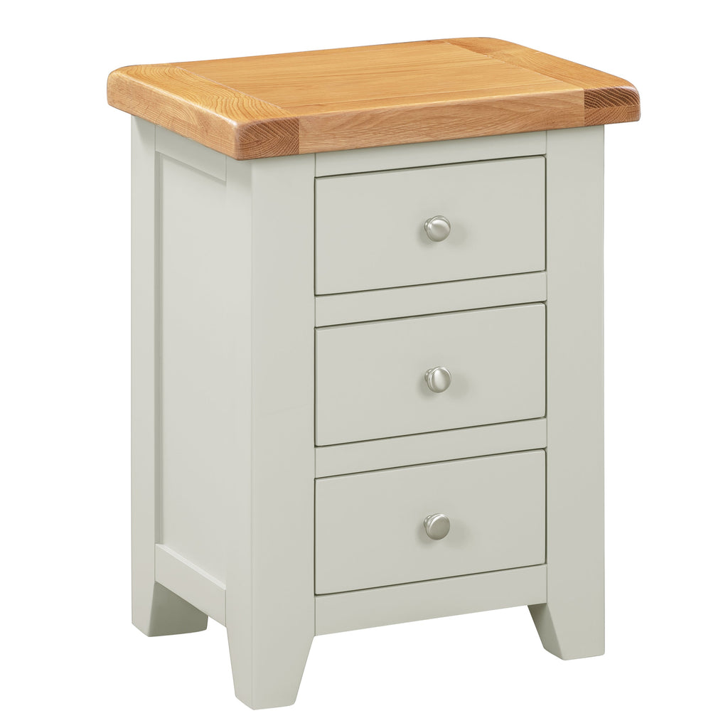 Cambridge Grey Painted Oak 3 Drawer Bedside