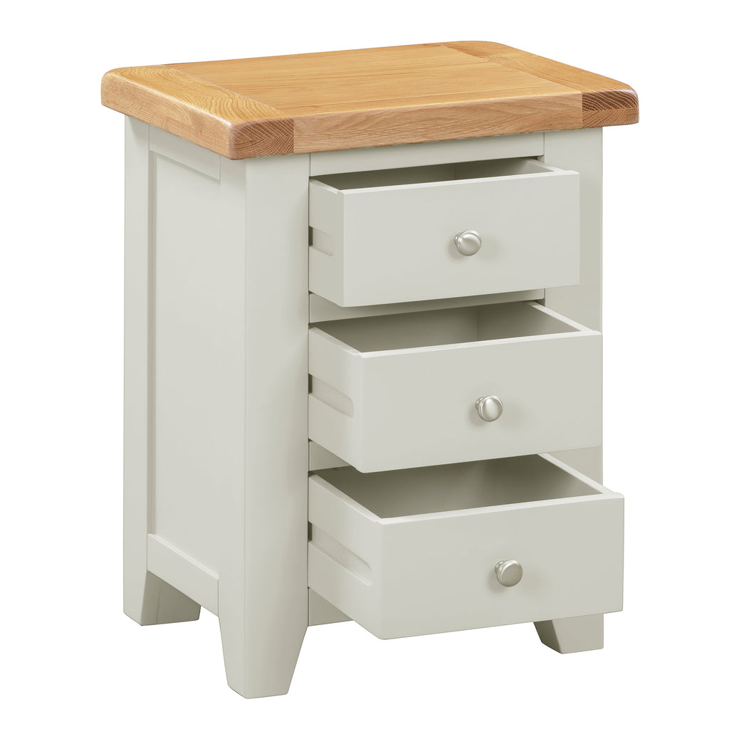 Cambridge Grey Painted Oak 3 Drawer Bedside