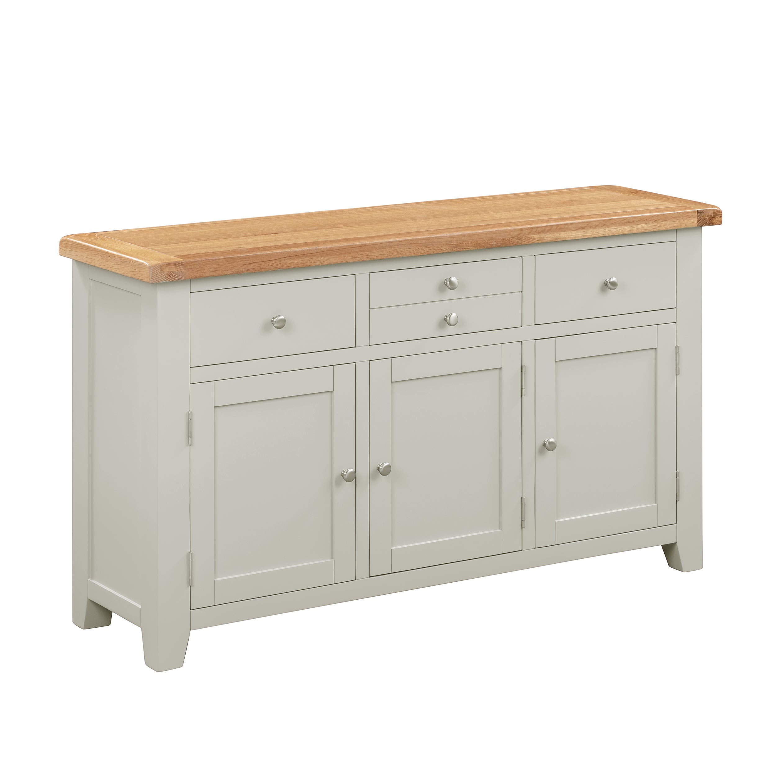 Cambridge Grey Painted Oak 3 Door 3 Drawer Sideboard