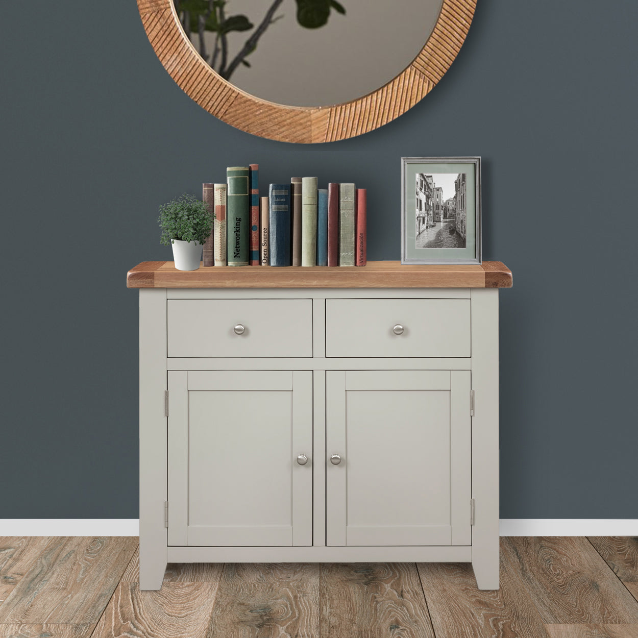 Cambridge Grey Painted Oak 2 Door 2 Drawer Sideboard