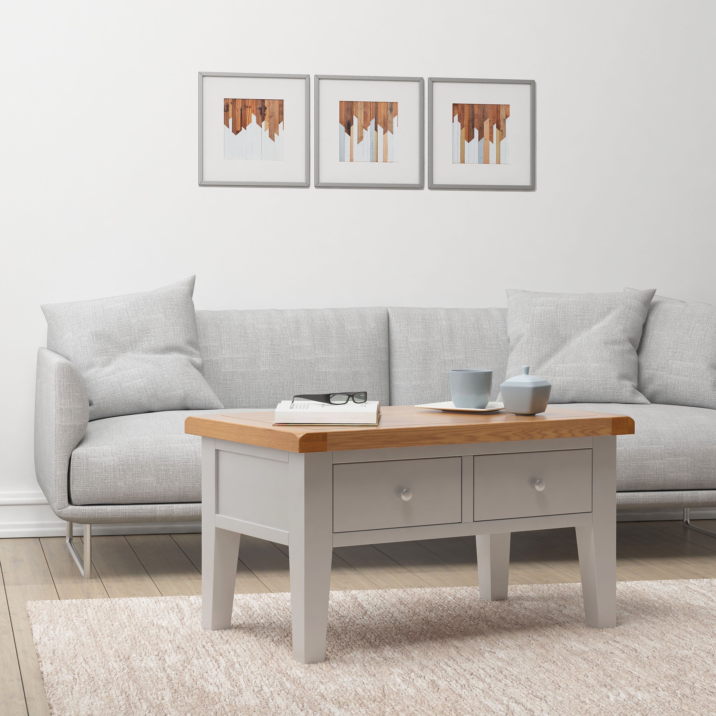 Cambridge Grey Painted Oak Coffee Table with Drawers