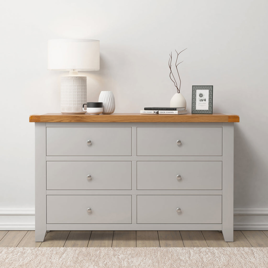 Cambridge Grey Painted Oak 6 Drawer Chest