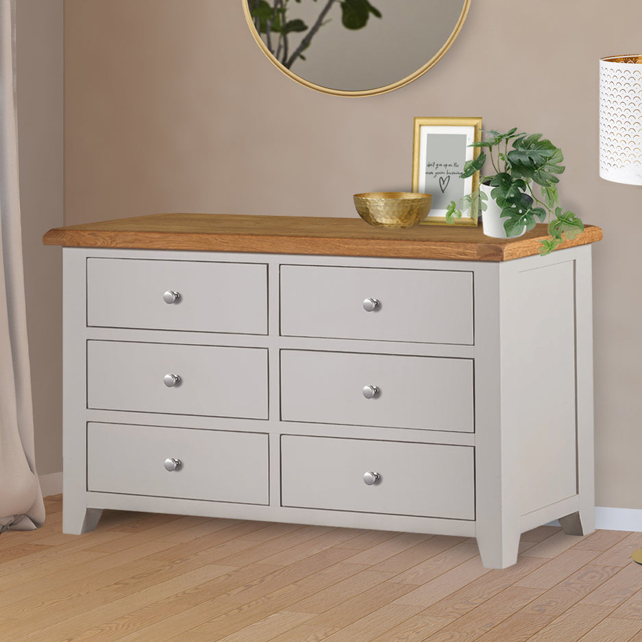 Cambridge Grey Painted Oak 6 Drawer Chest