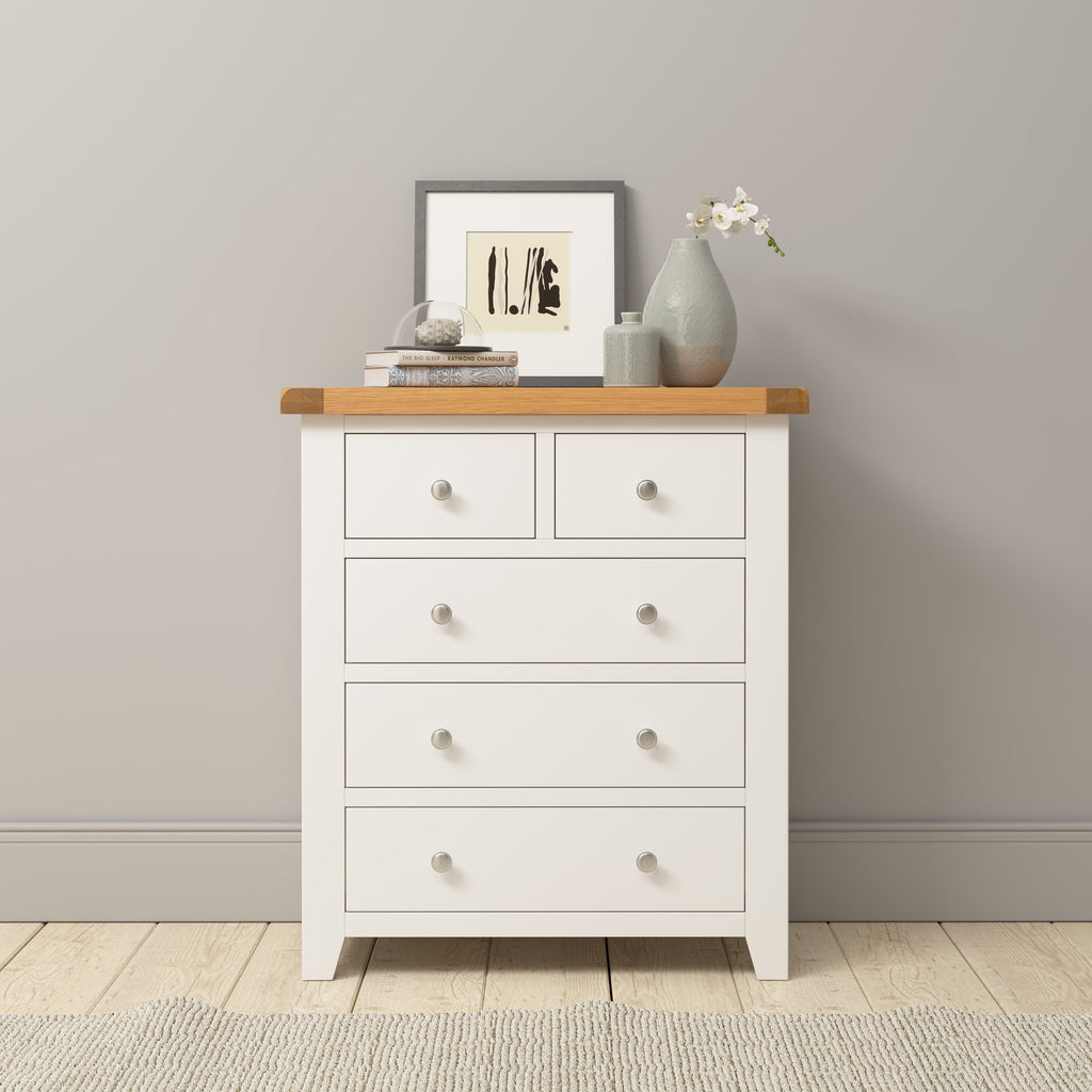 Cambridge Classic Cream Painted Oak 2 Over 3 Chest Of Drawers