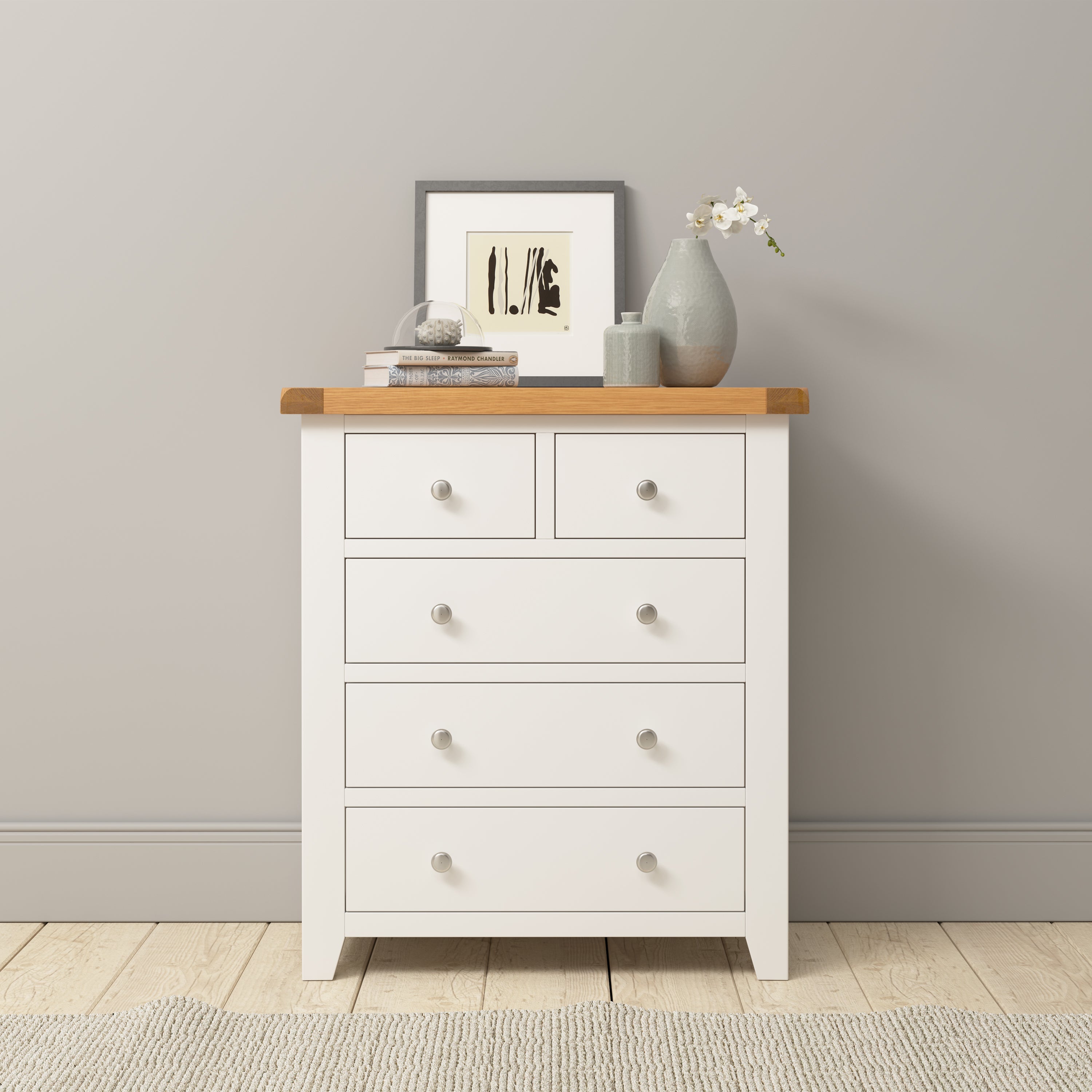 Cambridge Classic Cream Painted Oak 2 Over 3 Chest Of Drawers