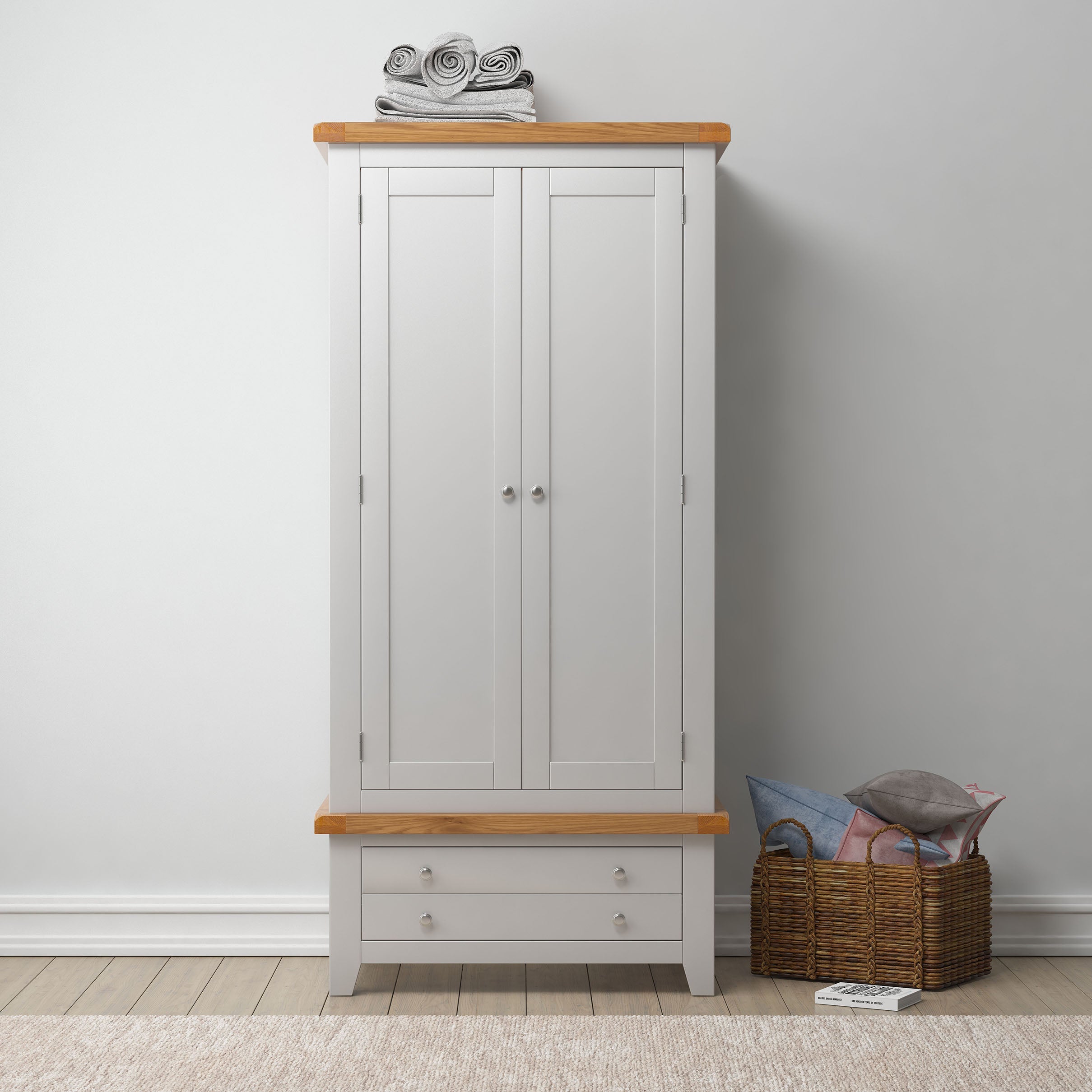 Cambridge Grey Painted Oak Double Wardrobe