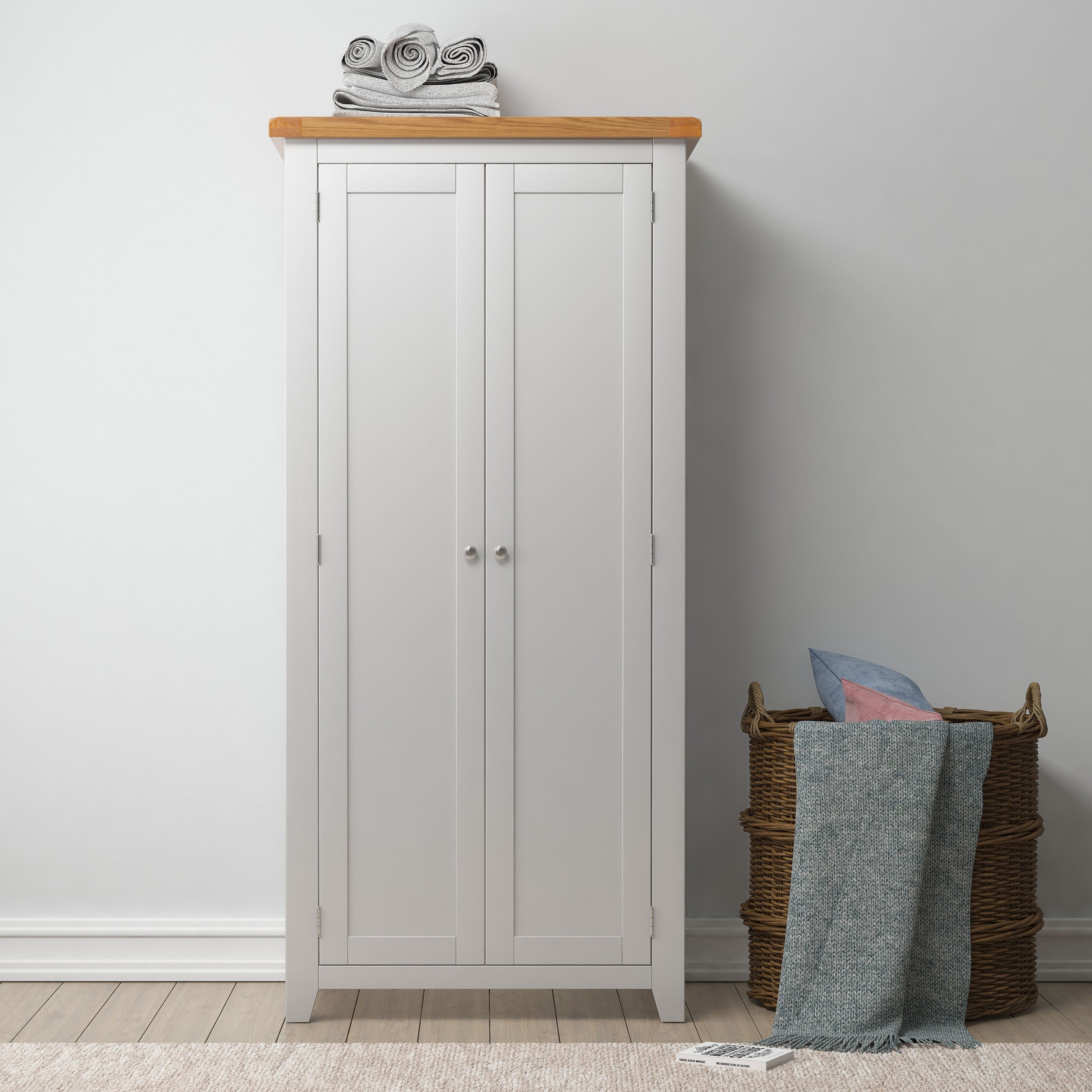Cambridge Grey Painted Oak Full Hanging Wardrobe