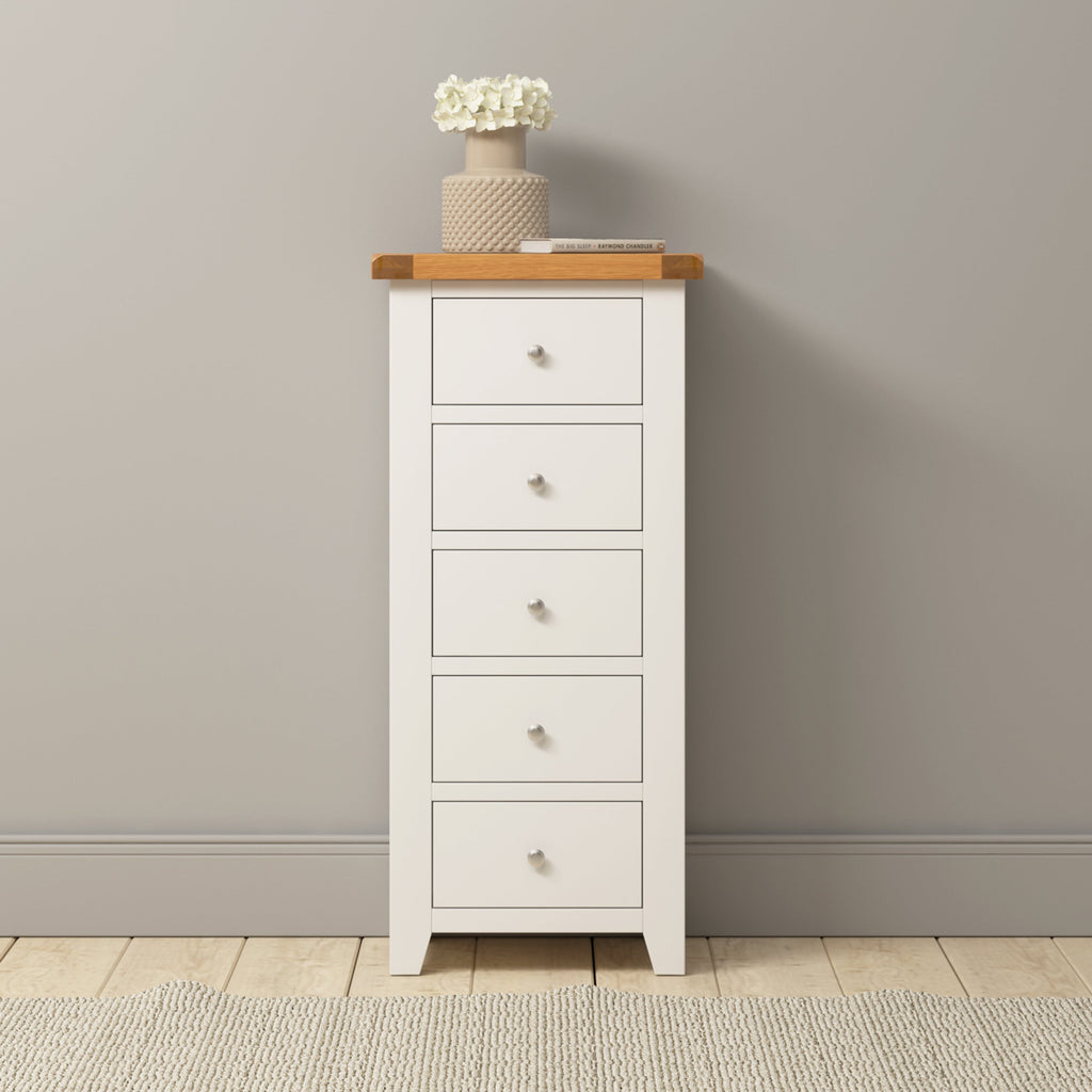 Cambridge Classic Cream Painted Oak 5 Drawer Chest