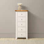 Cambridge Classic Cream Painted Oak 5 Drawer Chest