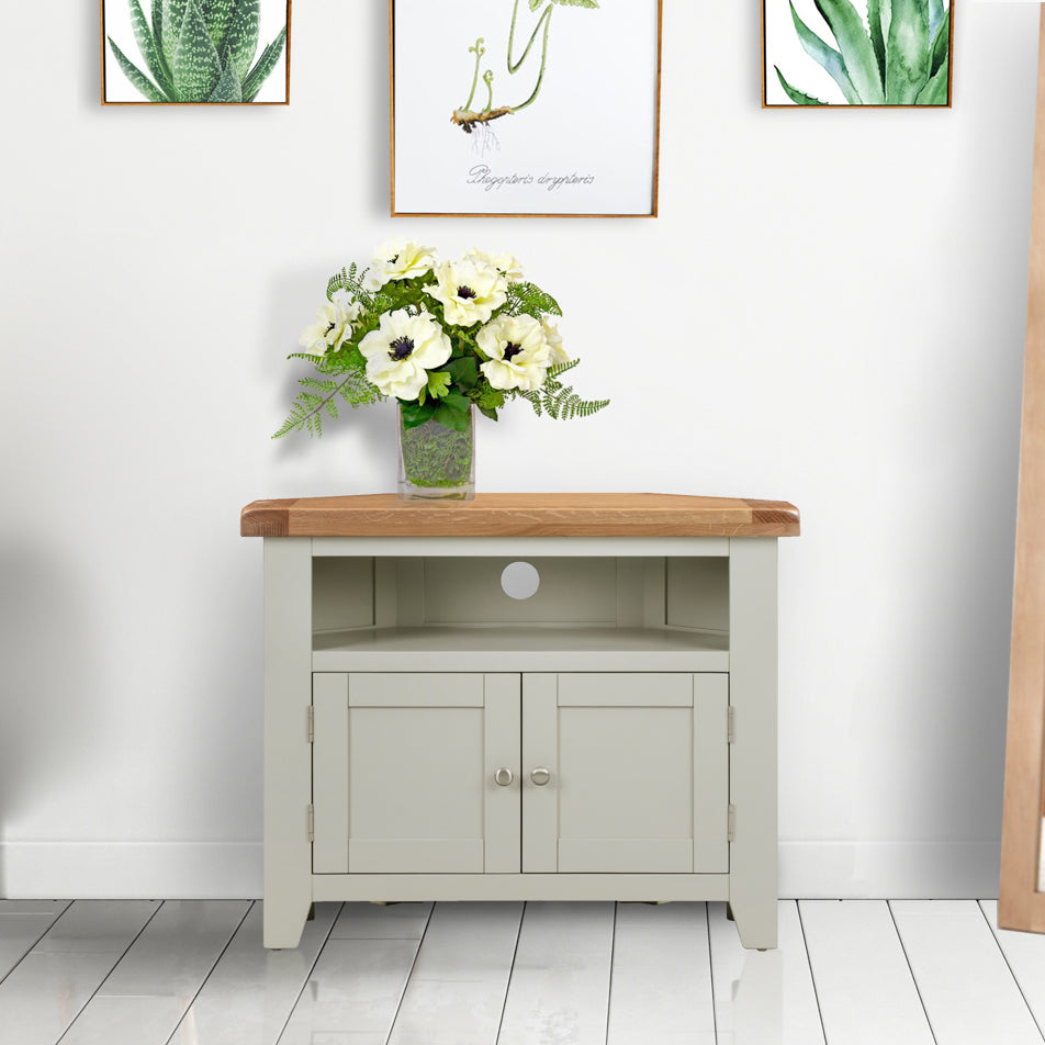 Cambridge Grey Painted Oak Corner TV Unit