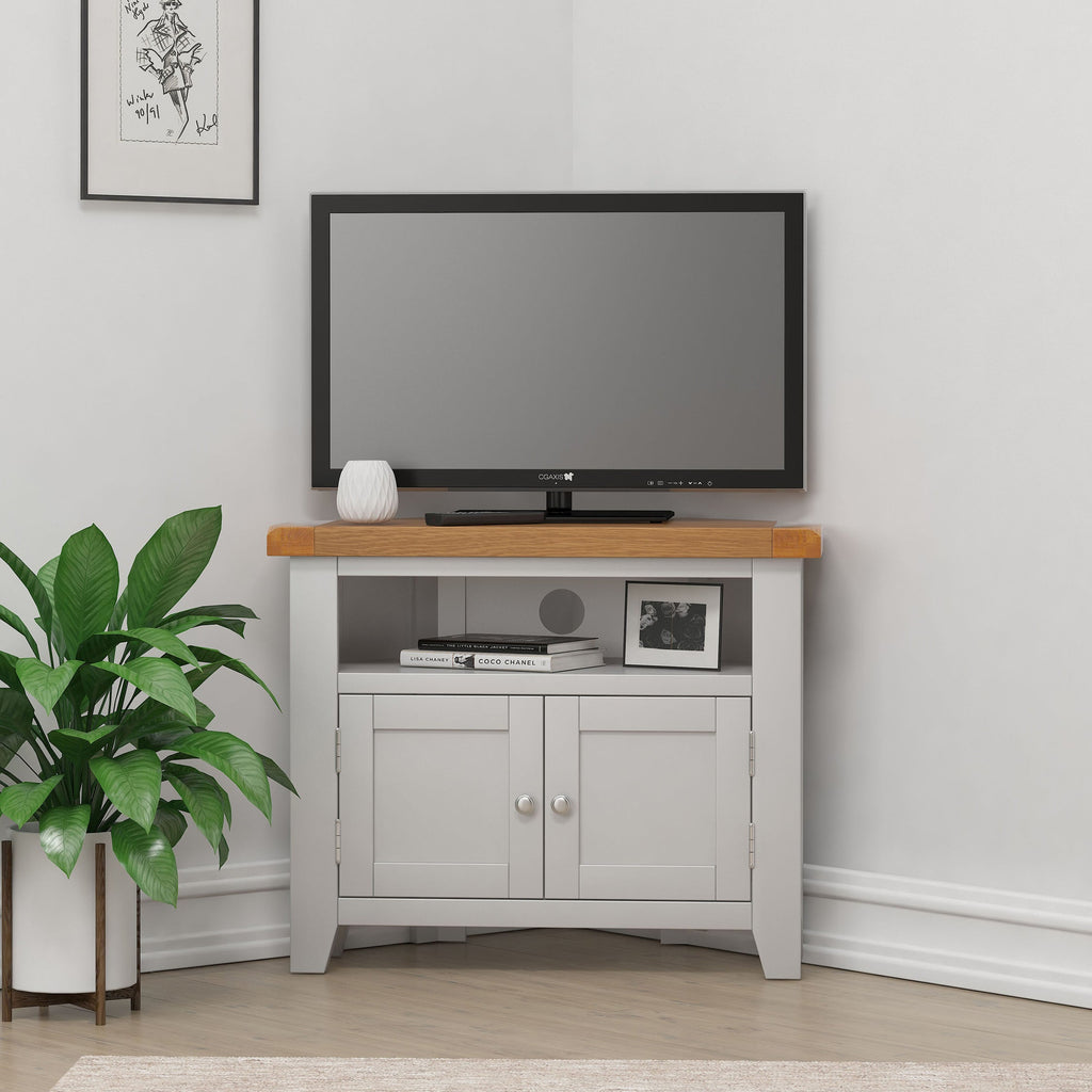 Cambridge Grey Painted Oak Corner TV Unit