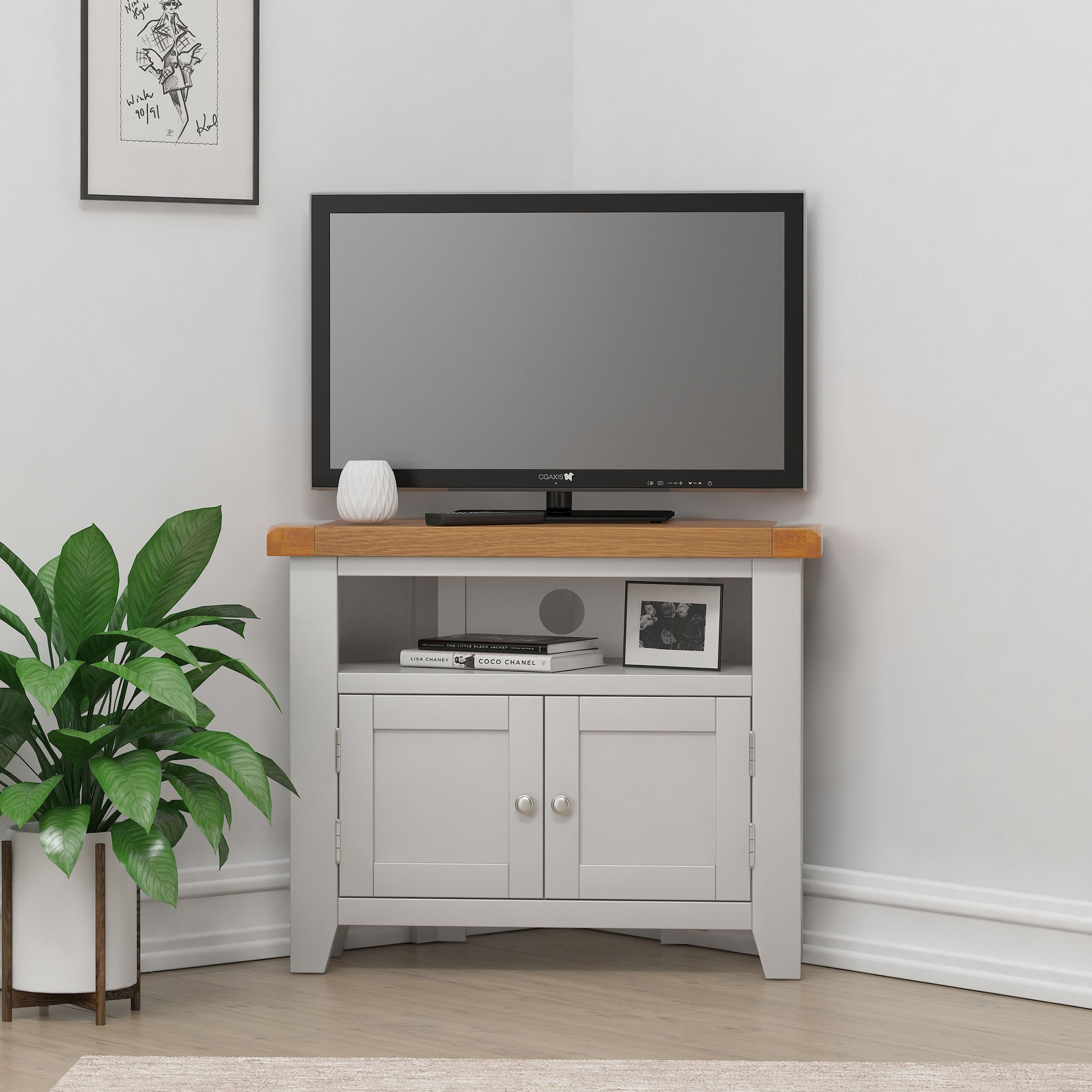 Cambridge Grey Painted Oak Corner TV Unit