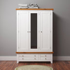 Cambridge Classic Cream Painted Oak 3 Door 2 Drawer Wardrobe