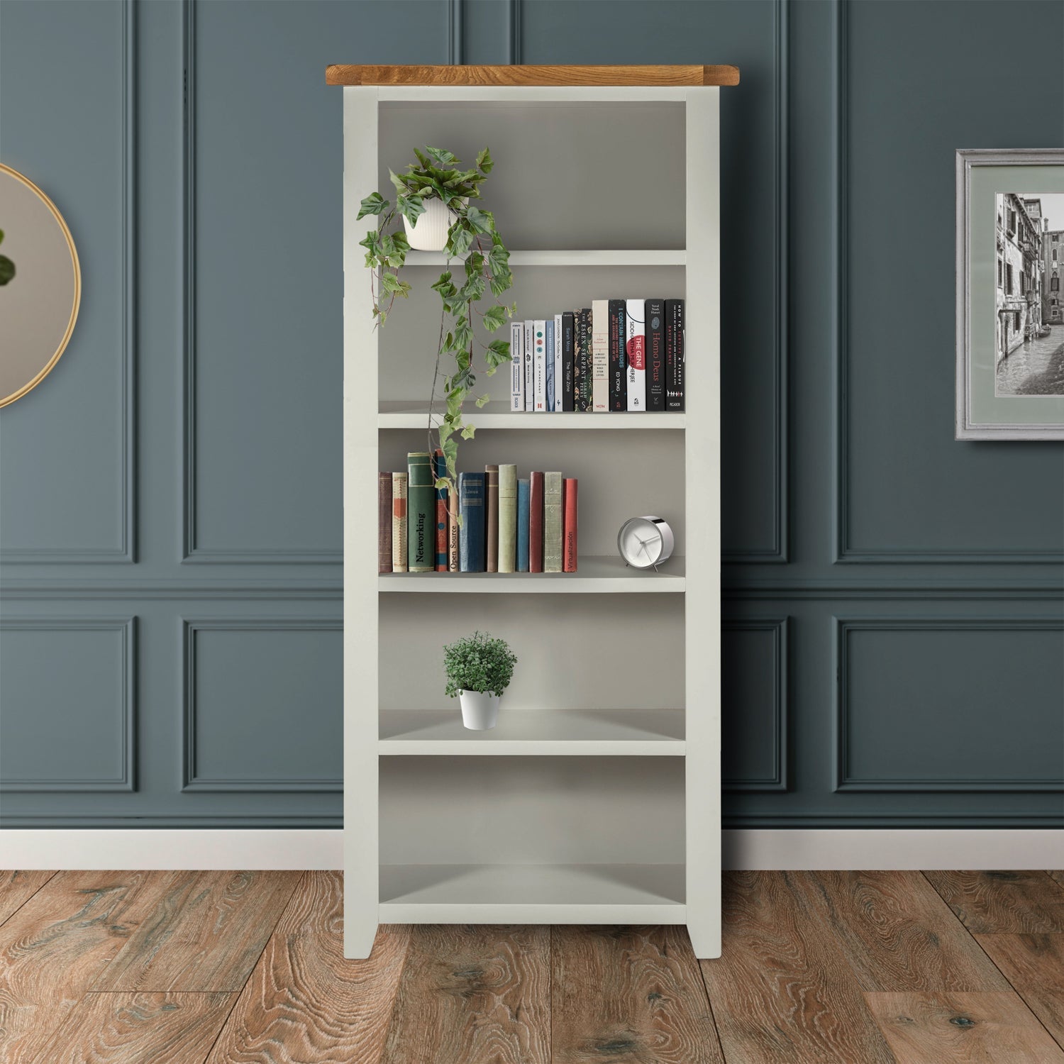 Cambridge Grey Painted Oak Large Bookcase (1.8 m)