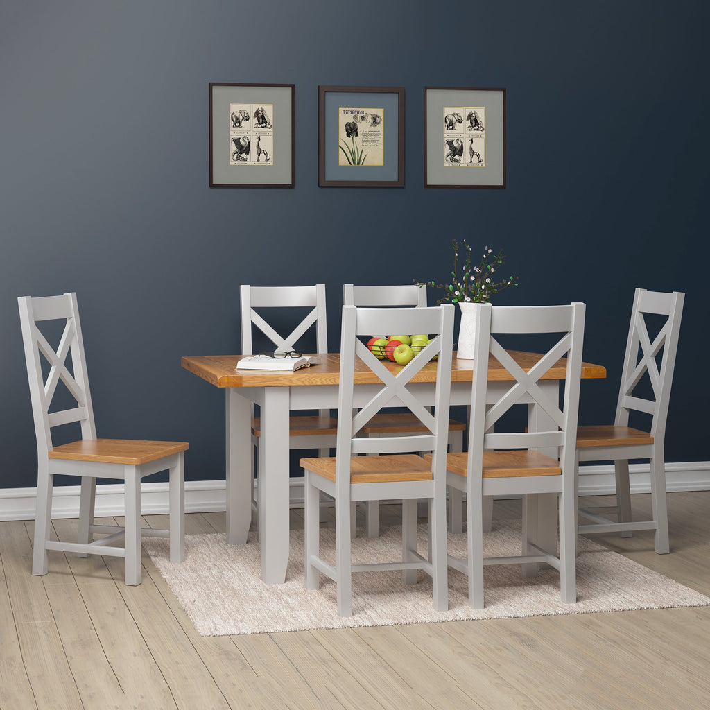 Cambridge Grey Painted Oak Medium Extending Dining Table (1.4 m-1.8 m)