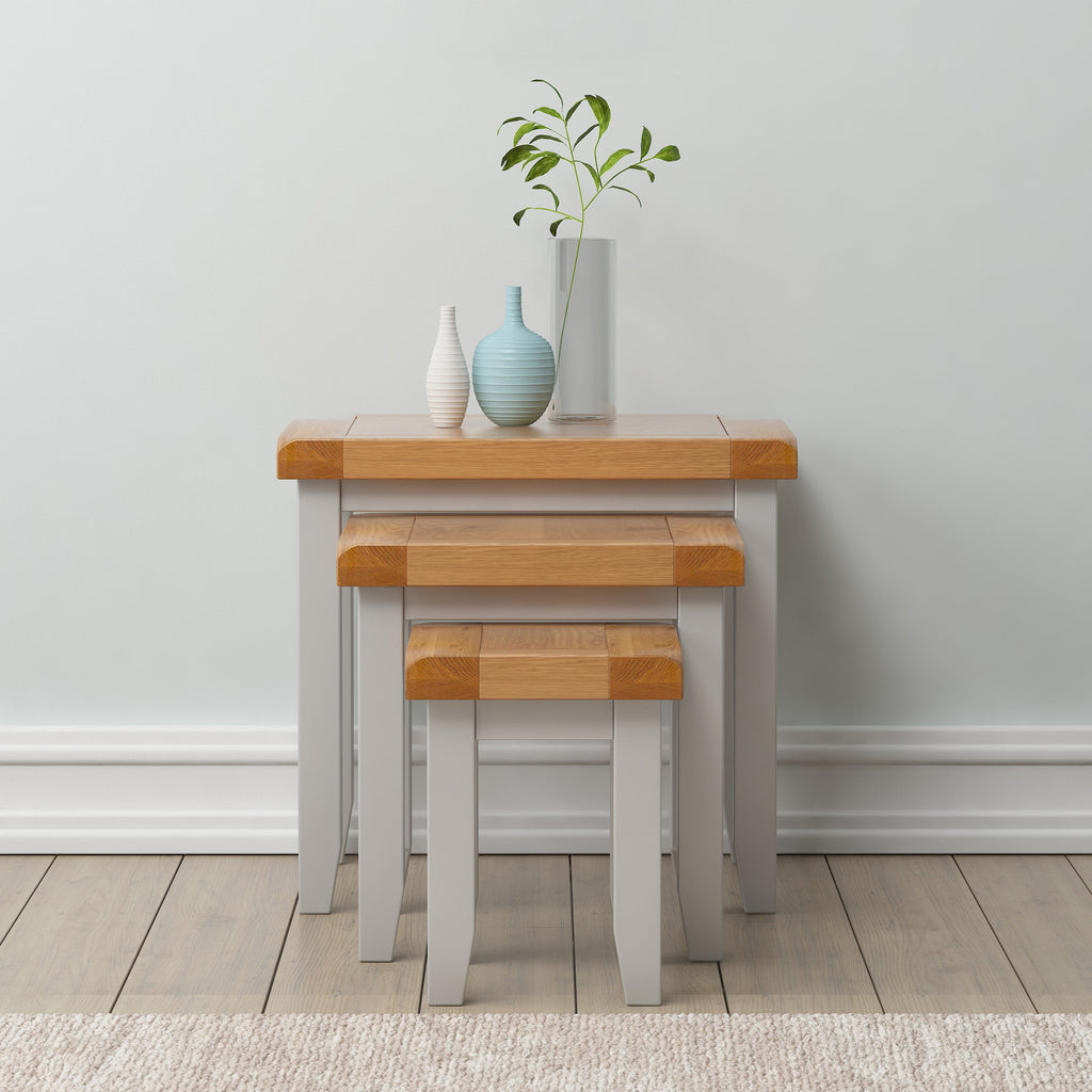 Cambridge Grey Painted Oak Nest of 3 Tables