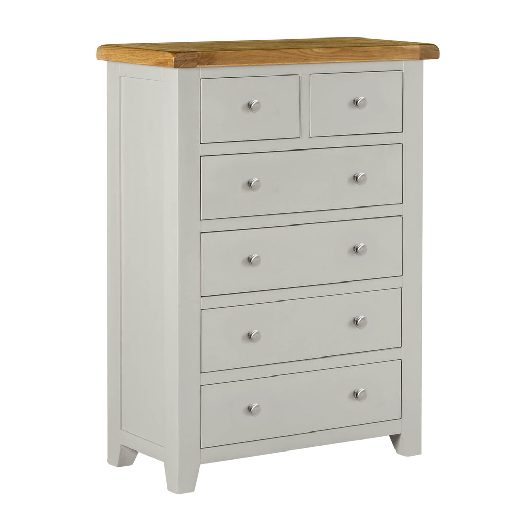 Cambridge Grey Painted Oak 2 Over 4 Chest Of Drawers