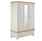 Cambridge Grey Painted Oak 3 Door 2 Drawer Wardrobe