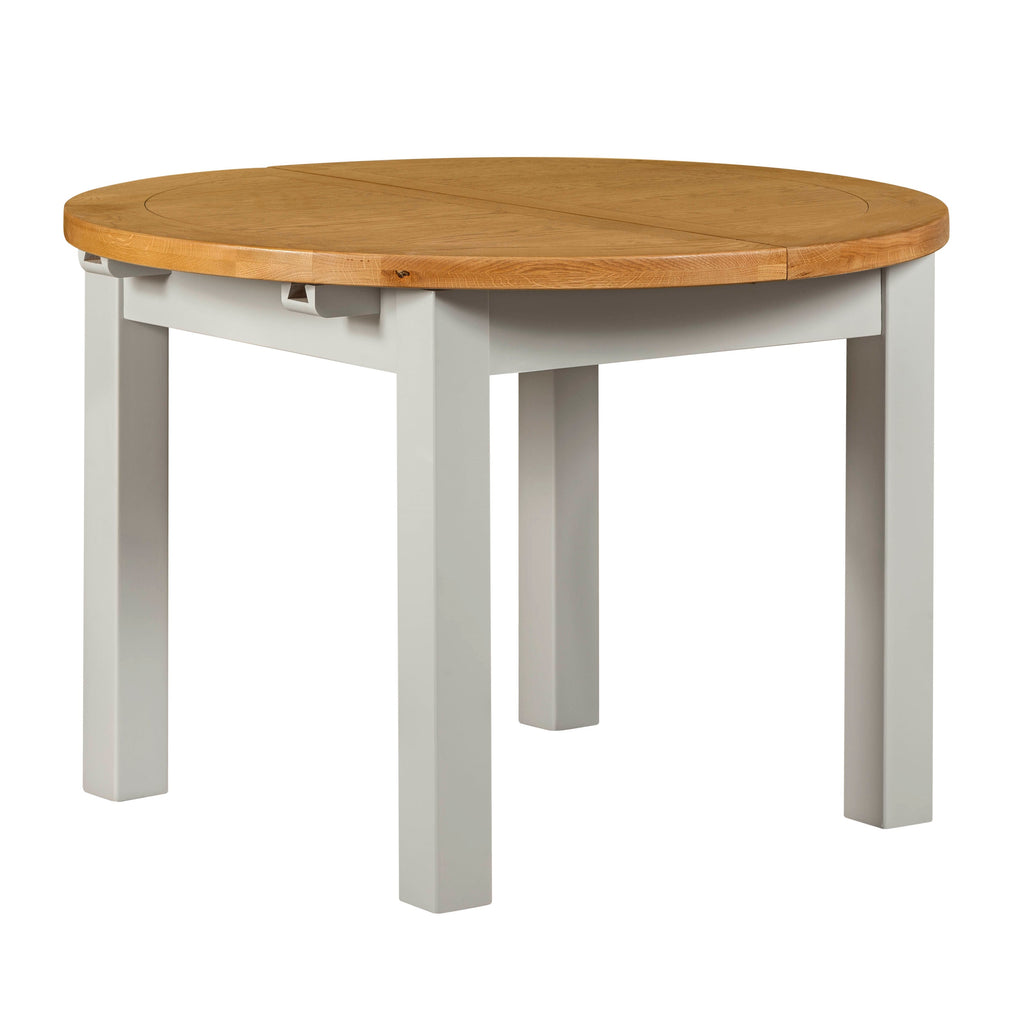 Cambridge Grey Painted Oak Round Extending Dining Table (1.1 m-1.5 m)
