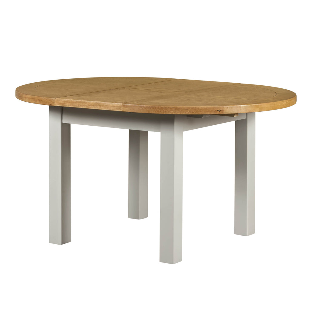 Cambridge Grey Painted Oak Round Extending Dining Table (1.1 m-1.5 m)
