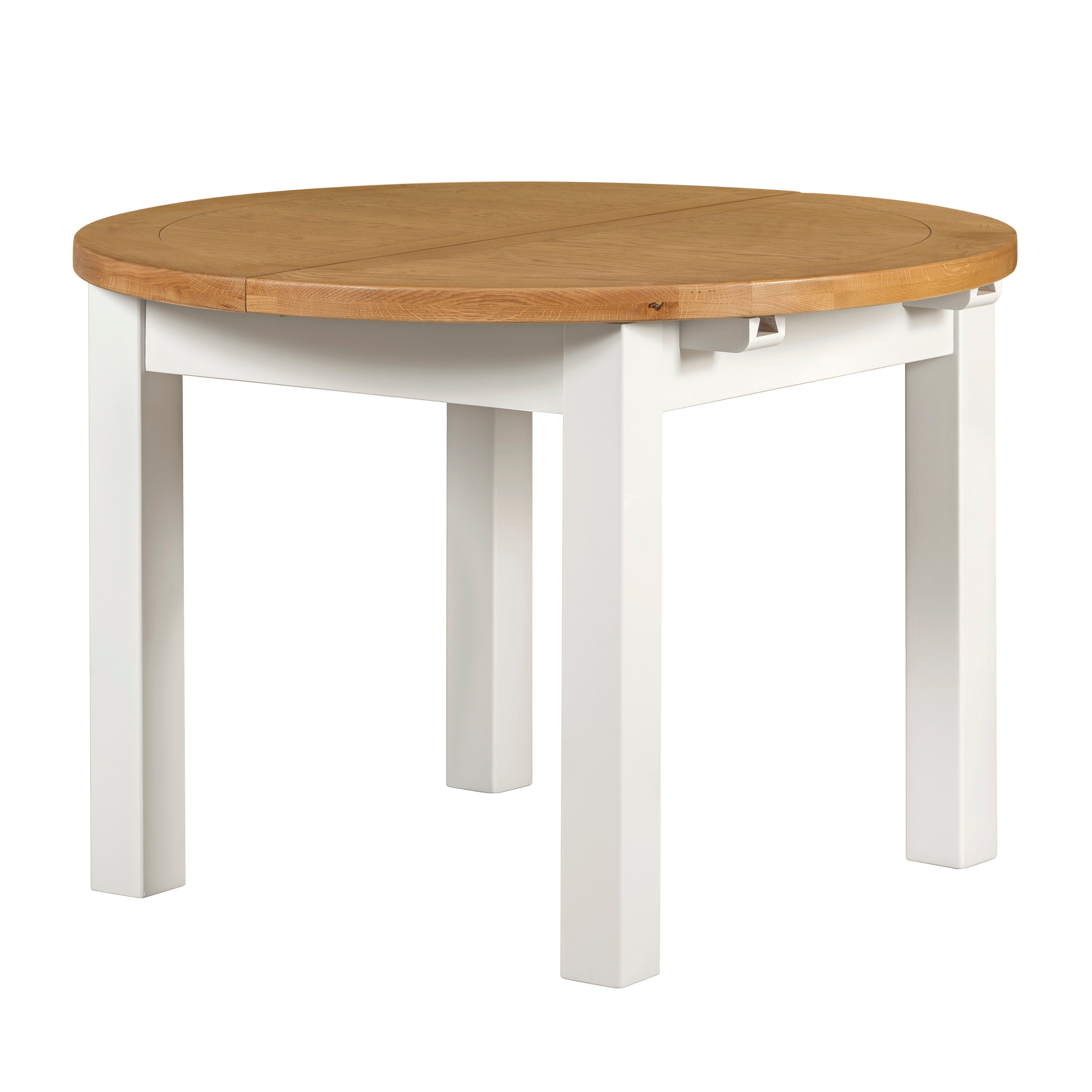 Cambridge Classic Cream Painted Oak Round Extending Dining Table (1.1 m-1.5 m)